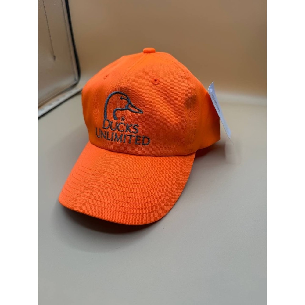 Ducks Unlimited Hunting Cap Fishing Blaze Orange Gray Embroidery Adjustable NEW